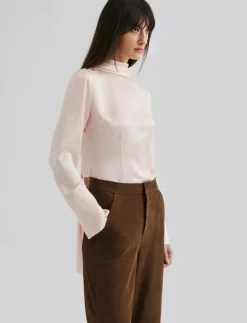 Kvinnor Malina Blusar & Skjortor|Celene Tie Detailed Satin blouse - Långärmade blusar