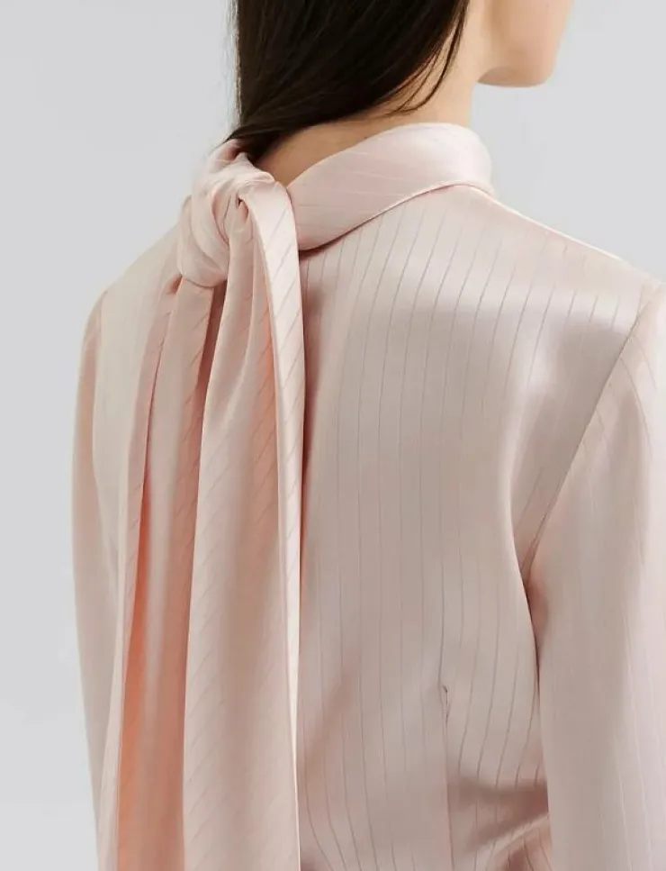 Kvinnor Malina Blusar & Skjortor|Celene Tie Detailed Satin blouse - Långärmade blusar