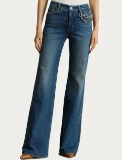 Kvinnor Lauren Ralph Lauren Denimkläder|Jeans|Chain-Trim High-Rise Flare Jean - Straight jeans