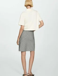Kvinnor Mango Kjolar|Check skirt with decorative bow - Korta kjolar