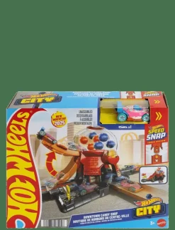 Barn Hot Wheels Klossar & Byggsatser|City Downtown Candy Shop Playset & 1:64 Scale Die-Cast Toy Car, Speed Snap Track - Kulbana
