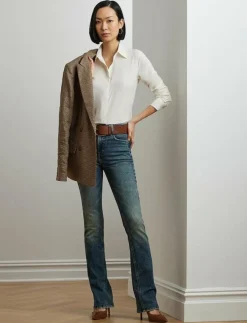 Kvinnor Lauren Ralph Lauren Blusar & Skjortor|Classic Fit Crepe Shirt - Långärmade