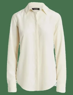 Kvinnor Lauren Ralph Lauren Blusar & Skjortor|Classic Fit Crepe Shirt - Långärmade