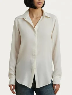 Kvinnor Lauren Ralph Lauren Blusar & Skjortor|Classic Fit Crepe Shirt - Långärmade