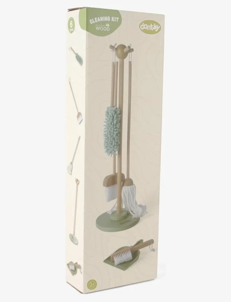 Barn Dantoy Rollspel|CLEANING SET WOOD IN GIFT BOX 6 PARTS - Leksaksverktyg