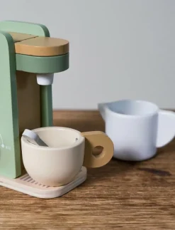 Barn Dantoy Leksakskök & Tillbehör|COFFEE MACHINE WOOD IN GIFT BOX 5 PARTS - Leksakskök & Tillbehör