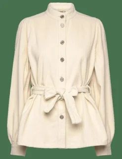 Kvinnor Stella Nova Overshirts|Corduroy shirt with belt - Långärmade
