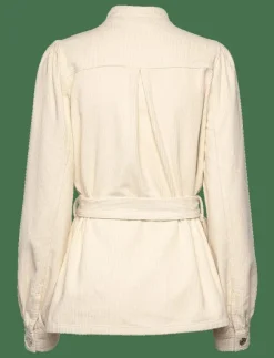 Kvinnor Stella Nova Overshirts|Corduroy shirt with belt - Långärmade