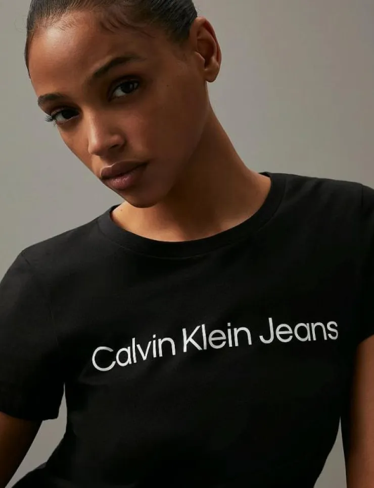 Kvinnor Calvin Klein Jeans T-Shirts & Toppar|CORE INSTIT LOGO SLIM FIT TEE - T-shirts