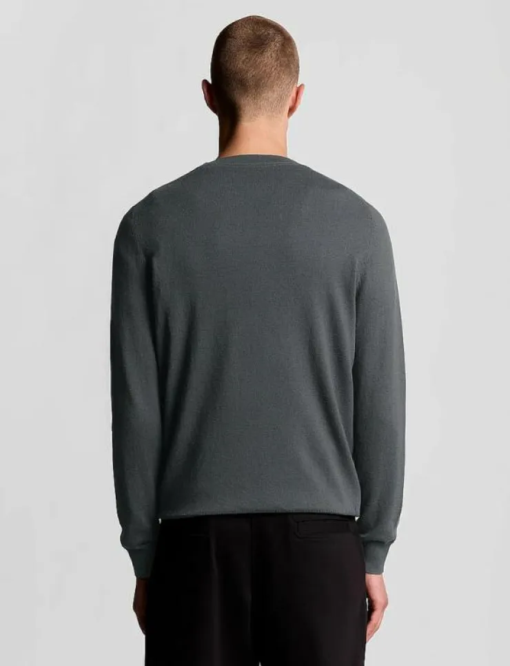 Lyle & Scott Stickat|Cotton Merino Crew Neck Jumper - Rundhalsad