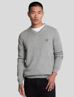 Lyle & Scott Cotton Merino V Neck Jumper - V-ringat| Stickat