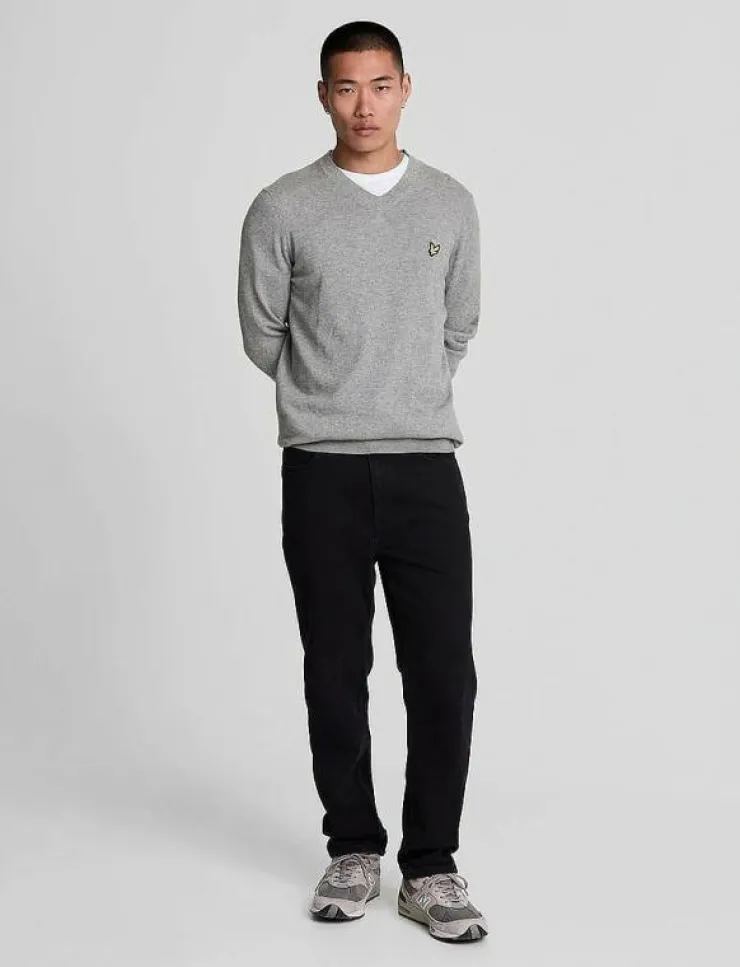 Lyle & Scott Cotton Merino V Neck Jumper - V-ringat| Stickat