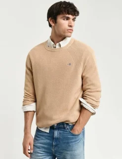 GANT COTTON WOOL RIB C-NECK - Rundhalsad| Stickat