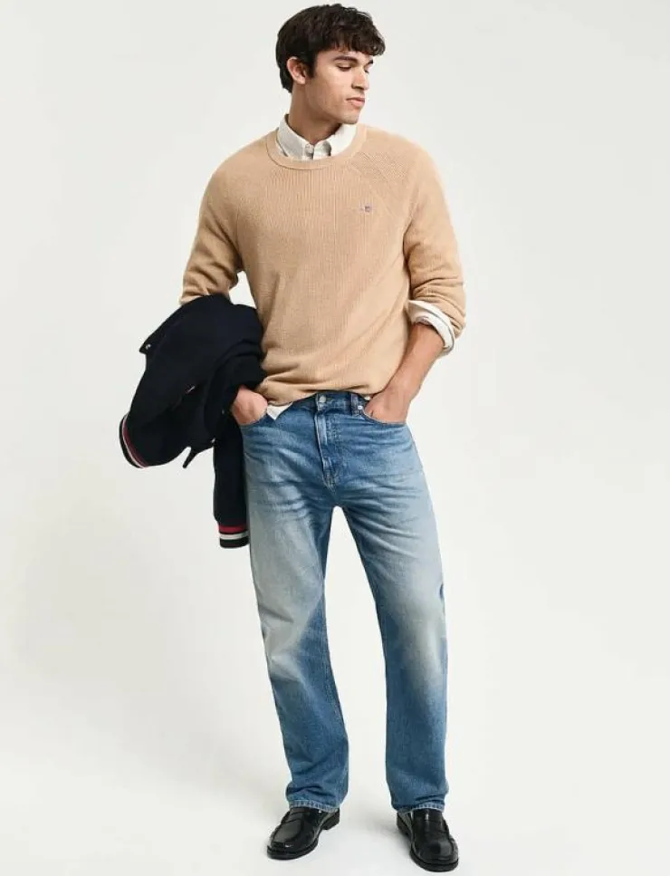 GANT COTTON WOOL RIB C-NECK - Rundhalsad| Stickat