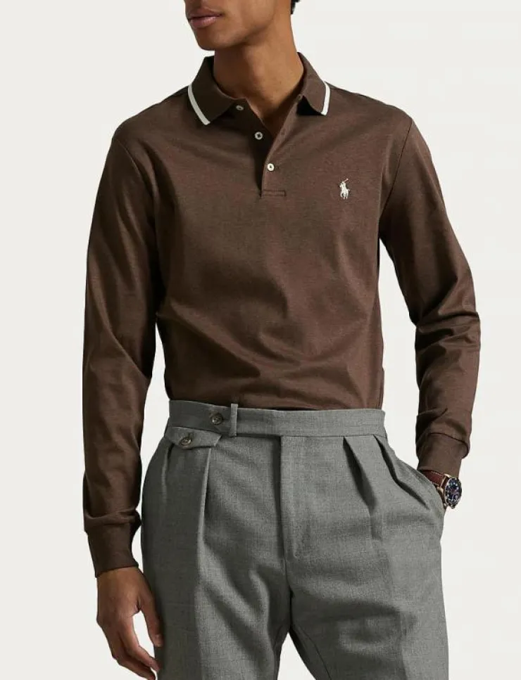 Polo Ralph Lauren Pikéer|Custom Slim Fit Soft Cotton Polo Shirt - Långärmade pikéer