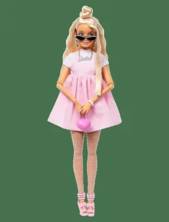 Barn Barbie Dockor & Tillbehör|Deluxe Style Doll #3 in Pastel Pink core Dress with Oversized Bow, Blond Hair - Dockor
