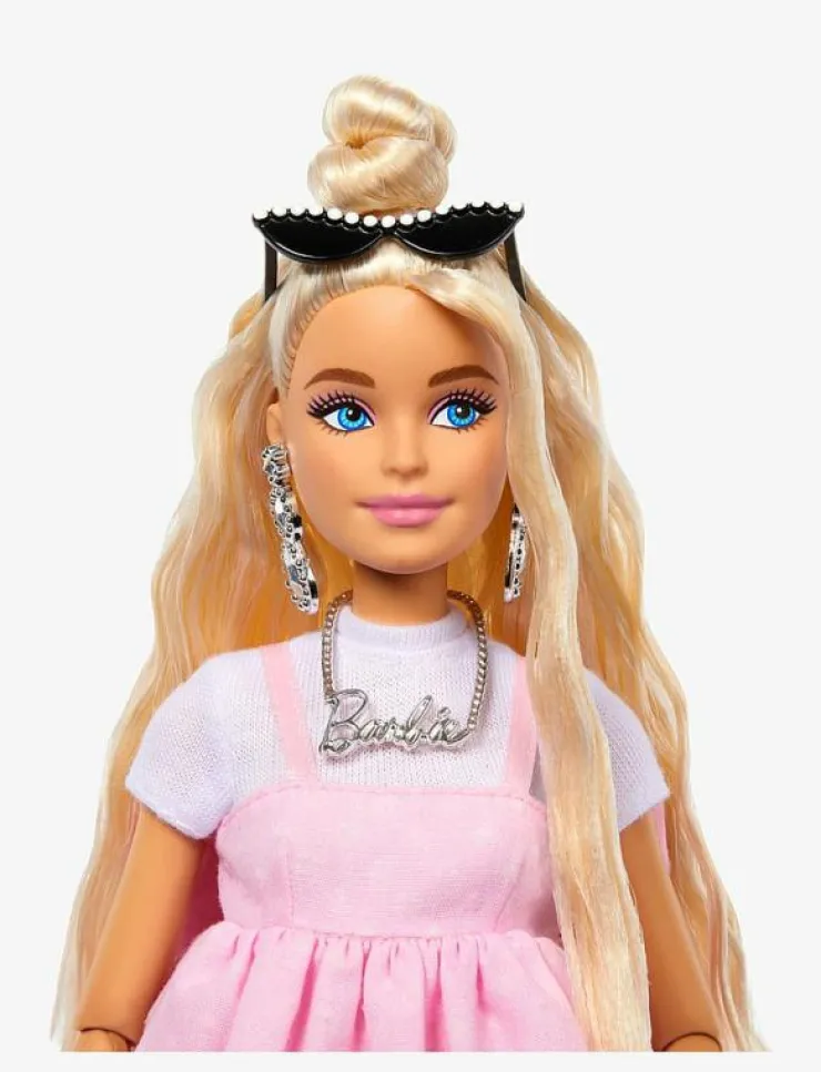 Barn Barbie Dockor & Tillbehör|Deluxe Style Doll #3 in Pastel Pink core Dress with Oversized Bow, Blond Hair - Dockor