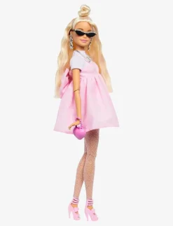Barn Barbie Dockor & Tillbehör|Deluxe Style Doll #3 in Pastel Pink core Dress with Oversized Bow, Blond Hair - Dockor
