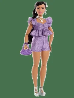 Barn Barbie Dockor & Tillbehör|Deluxe Style Fashion Doll #8 in Metallic Purple Top and Sparkly Shorts with Accessories - Dockor