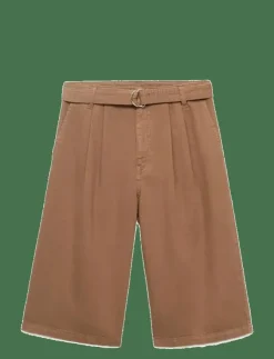 Kvinnor Mango Shorts|Denim jorts with belt - Bermudashorts