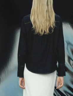 Mango Denim shirt with seams - Jeansskjortor|Kvinnor Blusar & Skjortor