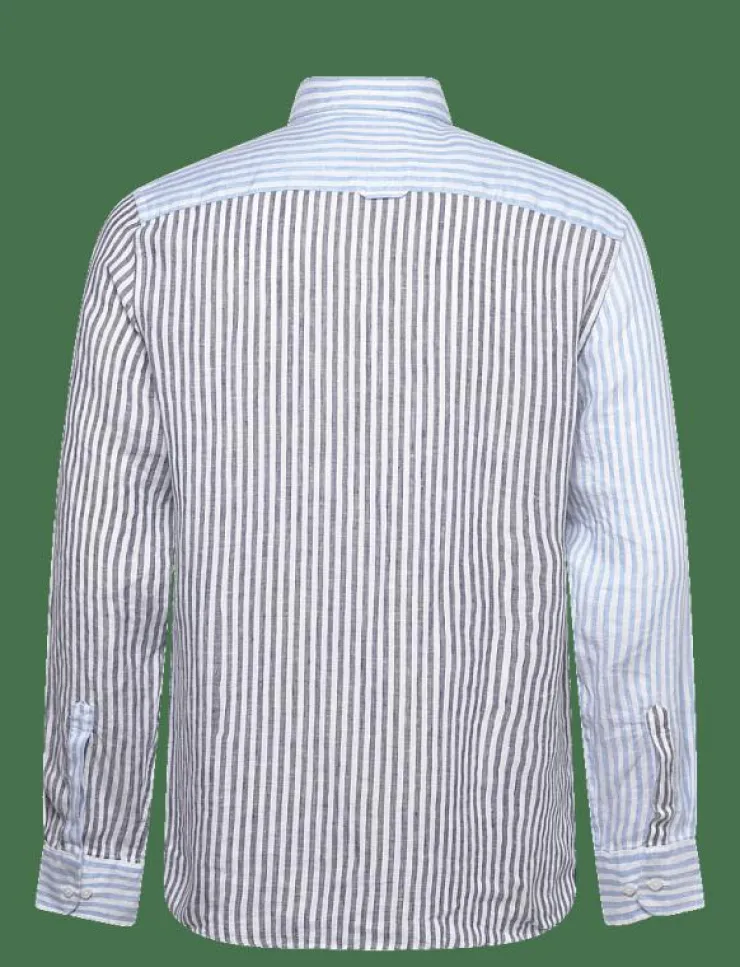 Morris Skjortor|Douglas Linen Mix Shirt-Classic Fit - Randiga skjortor