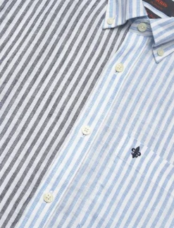 Morris Skjortor|Douglas Linen Mix Shirt-Classic Fit - Randiga skjortor