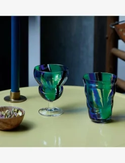 LSA International Dricksglas Folk Black/Blue/Green Set 2 LSA - Dricksglas| Glas