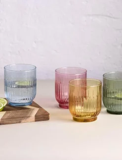 Aida Glas|Drinking glasses - coloured 4 pcs mix pack (amber, red, light blue, green) 33.0 cl - Dricksglas