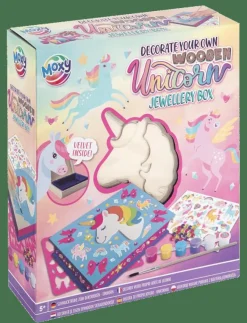 Barn Sense Smycken|DYO Wooden Unicorn Jewellery Box +6 paint/stickers - Smyckeskrin
