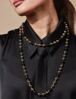 Kvinnor Bud to rose Smycken|Eclipse Long Necklace Ivory/Gold - Statementhalsband