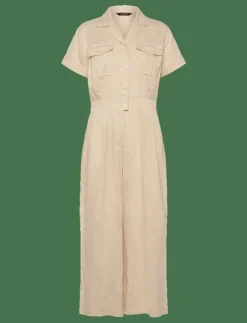 Kvinnor Lauren Ralph Lauren Jumpsuits|Embroidered Linen Short-Sleeve Jumpsuit - Jumpsuits