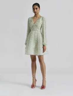 Malina Estelle v-neck chiffon mini dress - Korta klänningar|Kvinnor Klänningar