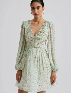Malina Estelle v-neck chiffon mini dress - Korta klänningar|Kvinnor Klänningar
