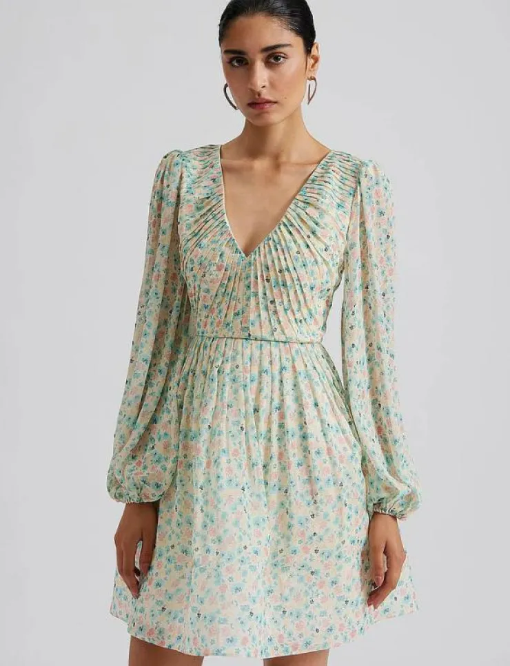 Malina Estelle v-neck chiffon mini dress - Korta klänningar|Kvinnor Klänningar