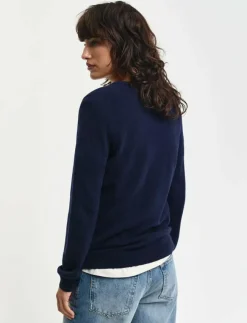 GANT EXTRAFINE LAMBSWOOL BLEND V-NECK - Stickat|Kvinnor Plus Size & Curvy|Stickat