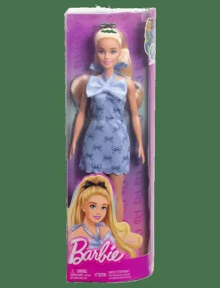 Barn Barbie Dockor & Tillbehör|Fashionistas Doll #237 in Blue Bow Halter Dress, Blonde Ponytail with Bow Accessory - Dockor