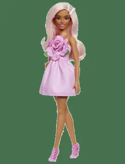 Barn Barbie Dockor & Tillbehör|Fashionistas Doll #238 in Strapless Rose Dress, Pink Hair with Barrette Accessory - Dockor