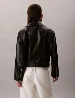 Kvinnor Calvin Klein Jeans Jackor & Kappor|FAUX LEATHER MOTO JACKET W/BELT - Skinnjackor