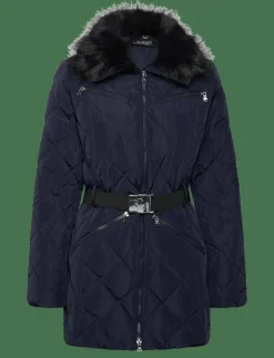 Kvinnor Lauren Ralph Lauren Jackor & Kappor|Faux-Fur-Trim Diamond-Quilted Down Coat - Dun- & vadderade jackor