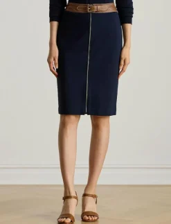 Kvinnor Lauren Ralph Lauren Kjolar|Faux-Leather-Trim Ponte Pencil Skirt - Midi kjolar