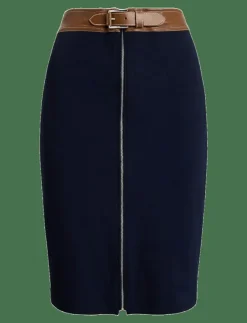Kvinnor Lauren Ralph Lauren Kjolar|Faux-Leather-Trim Ponte Pencil Skirt - Midi kjolar