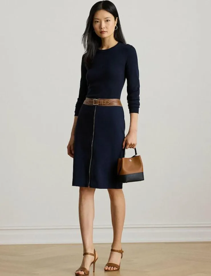 Kvinnor Lauren Ralph Lauren Kjolar|Faux-Leather-Trim Ponte Pencil Skirt - Midi kjolar