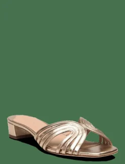 Kvinnor Lauren Ralph Lauren Mules & Slip-Ins|Fay Metallic Leather Multistrap Sandal - Platta mules