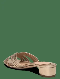 Kvinnor Lauren Ralph Lauren Mules & Slip-Ins|Fay Metallic Leather Multistrap Sandal - Platta mules
