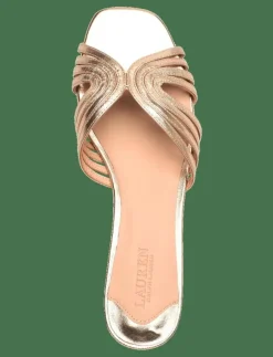 Kvinnor Lauren Ralph Lauren Mules & Slip-Ins|Fay Metallic Leather Multistrap Sandal - Platta mules