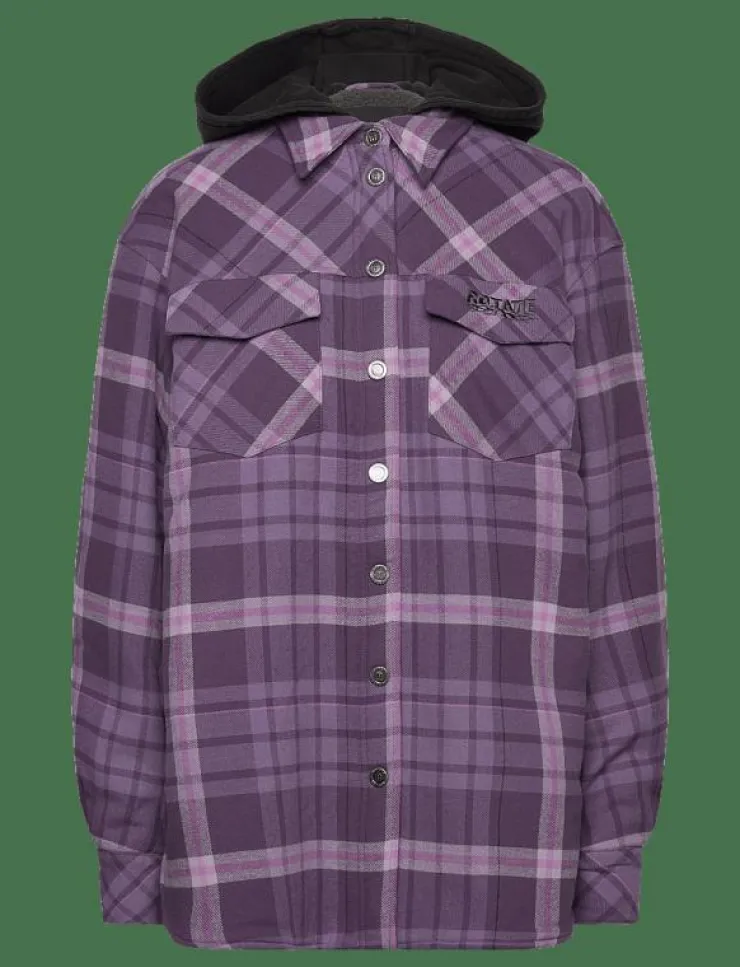 Kvinnor ROTATE Birger Christensen Overshirts|Flannel Oversized Shirt - Overshirts