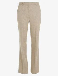 Kvinnor Calvin Klein Byxor|FLANNEL WOOL SLIM STRAIGHT PANTS - Raka byxor