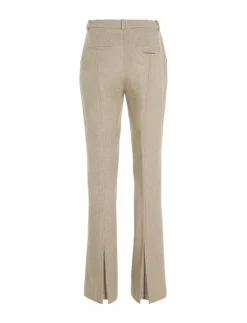 Kvinnor Calvin Klein Byxor|FLANNEL WOOL SLIM STRAIGHT PANTS - Raka byxor