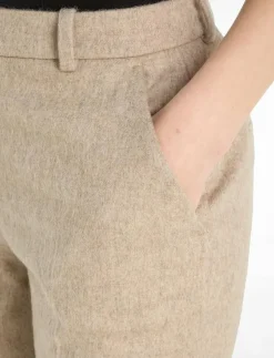 Kvinnor Calvin Klein Byxor|FLANNEL WOOL SLIM STRAIGHT PANTS - Raka byxor